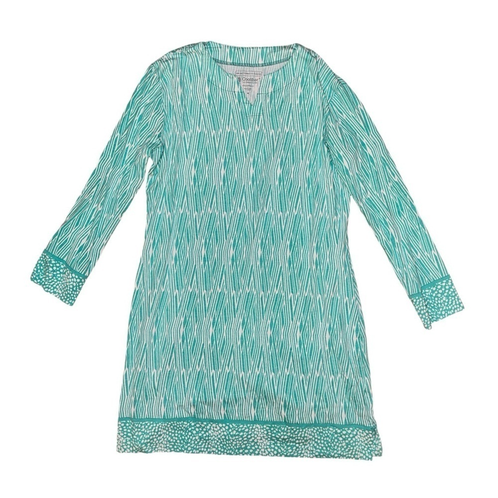 Coolibar 50+ UPF blue green zebra print coverup women’s size medium